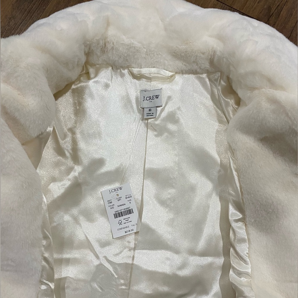 J. Crew Factory Faux Fur Coat Size 6 - Picture 14 of 16